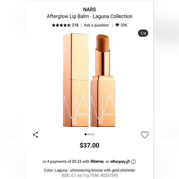 ❌️SOLD 🔥$5 ADD ON - NARS LIP BALM LAGUNA - Picture 1 of 3